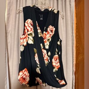 Target Floral Wrap Blouse - Black and Red